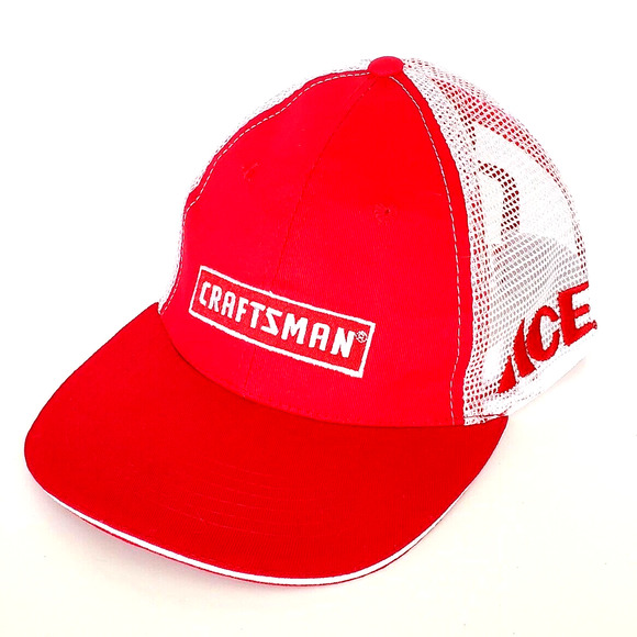 Craftsman Tools ACE Hardware Hat Cap Red White Embroidered Trucker Mesh Snapback - Picture 1 of 6